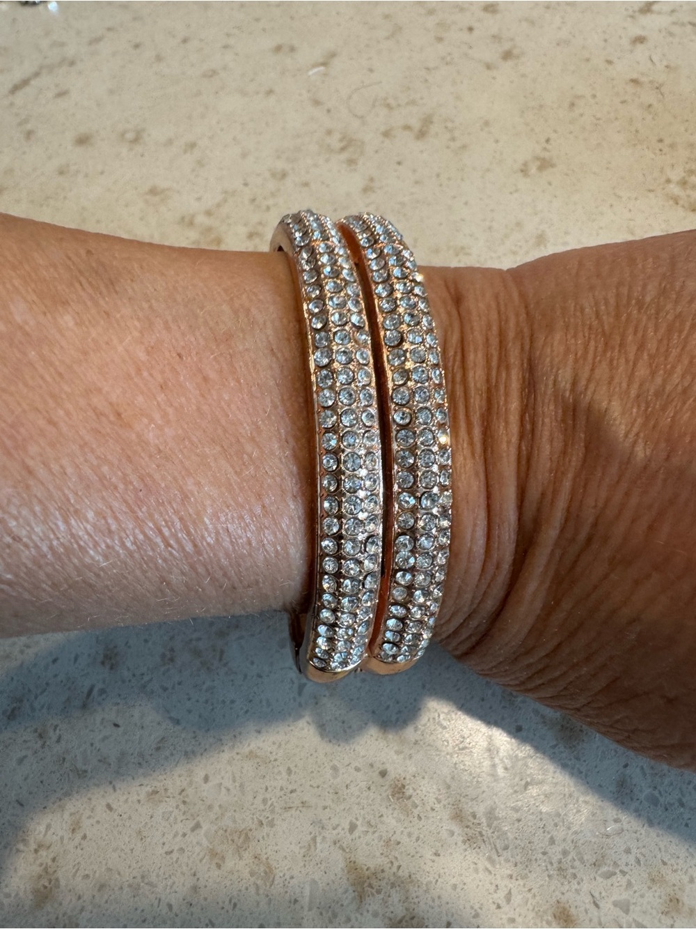 Crystal Pavé Rose Gold Cuff Bracelet - Women Jewelry
